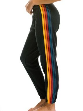 Aviator Nation Black Joggers with Stripes